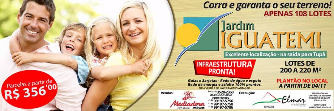 JARDIM IGUATEMI - QUATÁ - SP - (100% VENDIDO)